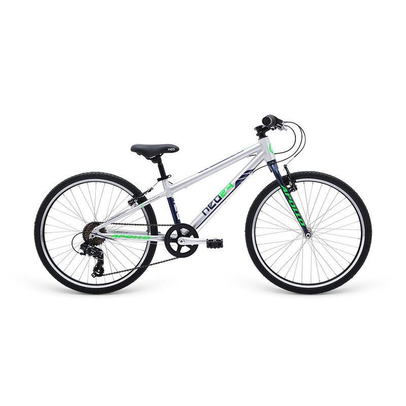 Neo 24 7s Boys Bike (Brushed Alloy / Navy Blue / Green)