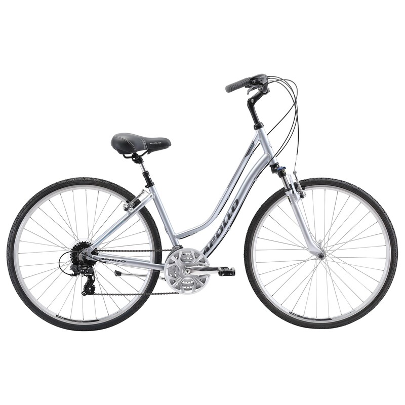 Apollo Altura Womens Hybrid Bike (Gloss Silver / Charcoal / Blue)